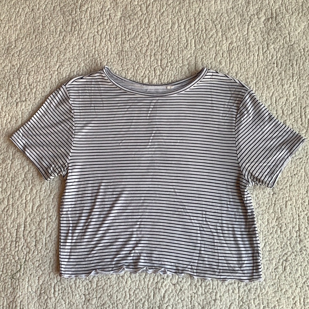 Blue and white stripped crop top